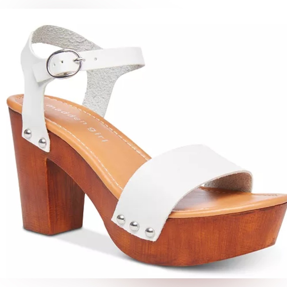 Madden Girl White Lift Platform Sandals
